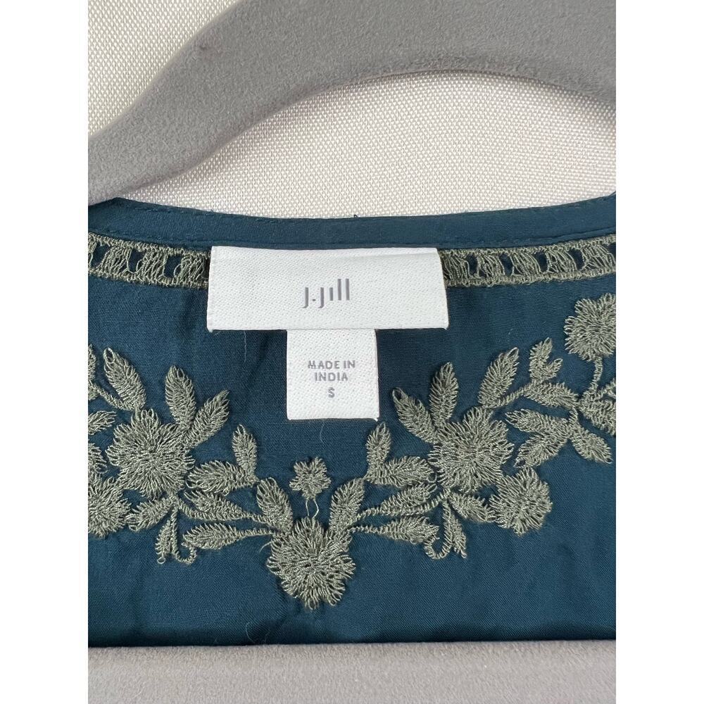 J. Jill Green Embroidered V-Neck Tunic Size Small - Picture 2 of 4